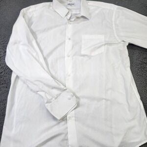 Berlioni Shirt Mens 2XL 18 36/37 White Button Up Long Sleeve Dress Italy